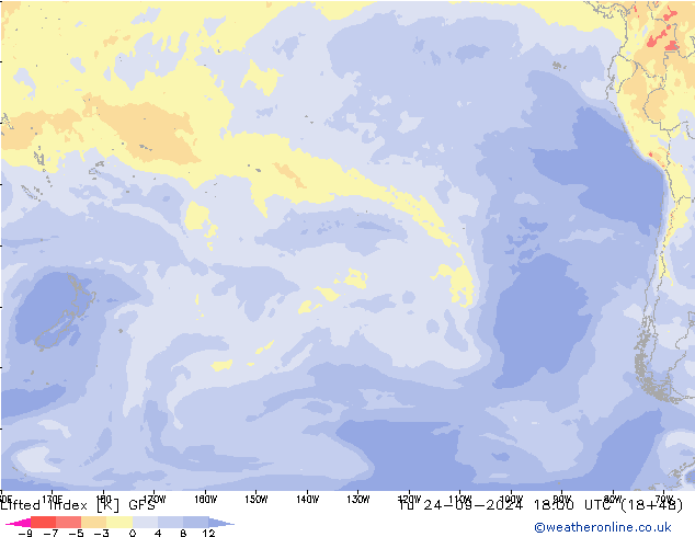 Lifted Index GFS вт 24.09.2024 18 UTC