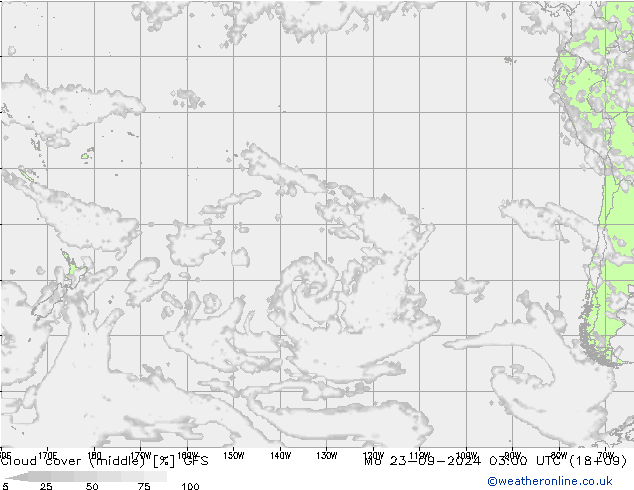 Nuages (moyen) GFS lun 23.09.2024 03 UTC