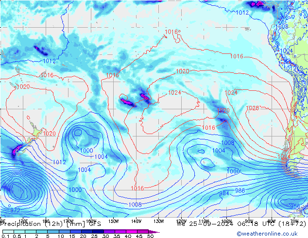 opad (12h) GFS śro. 25.09.2024 18 UTC