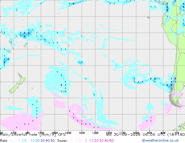 Regen/Schneefallrate GFS Mo 30.09.2024 06 UTC