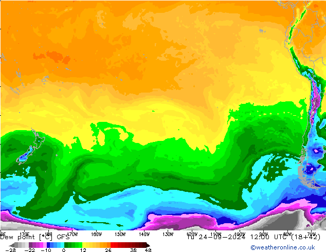 Rosný bod GFS Út 24.09.2024 12 UTC