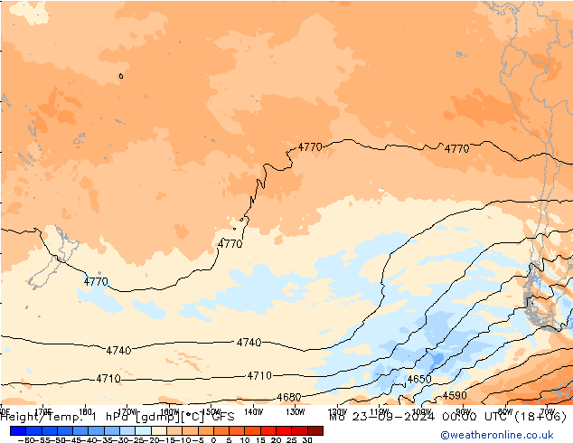 Height/Temp. 1 hPa GFS Mo 23.09.2024 00 UTC