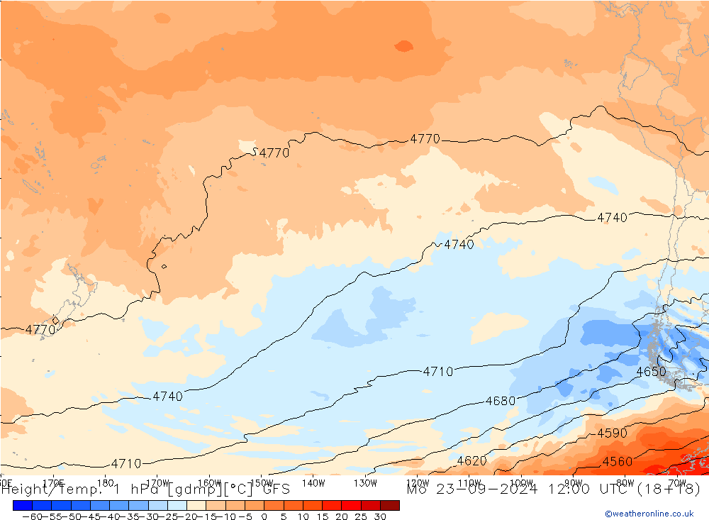 Height/Temp. 1 гПа GFS пн 23.09.2024 12 UTC