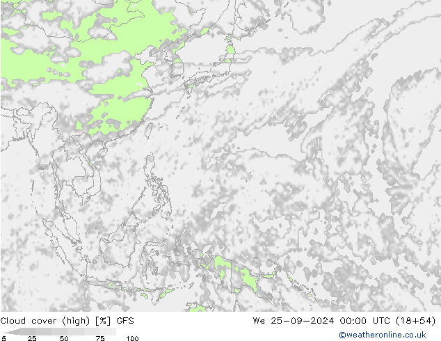 Nubes altas GFS mié 25.09.2024 00 UTC