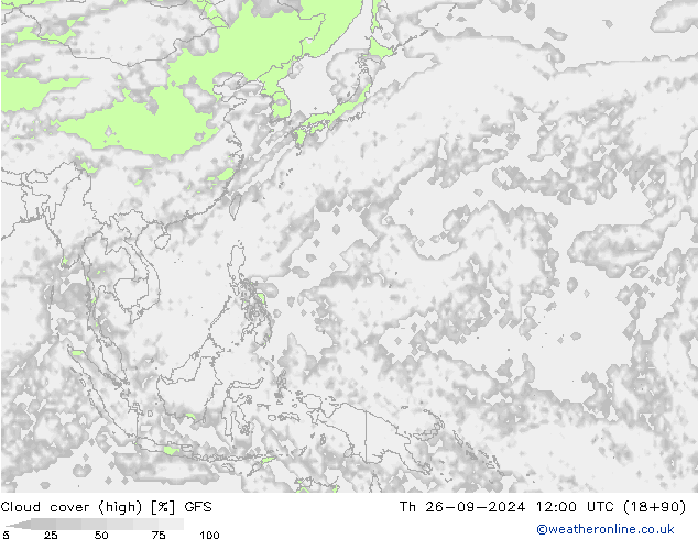 Nuages (élevé) GFS jeu 26.09.2024 12 UTC