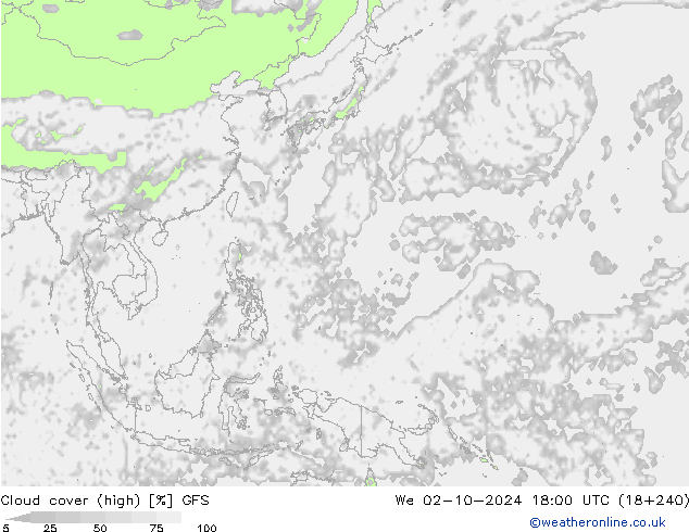 Cloud cover (high) GFS We 02.10.2024 18 UTC