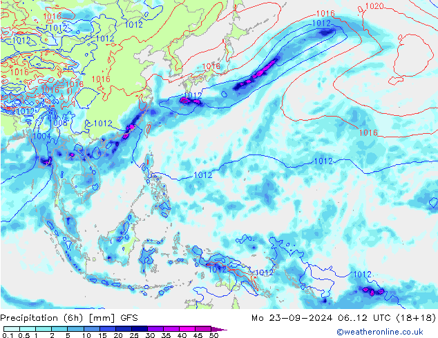 Z500/Rain (+SLP)/Z850 GFS lun 23.09.2024 12 UTC