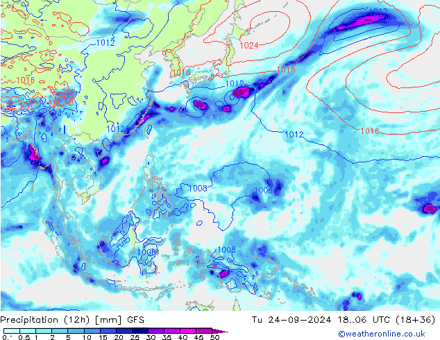 opad (12h) GFS wto. 24.09.2024 06 UTC