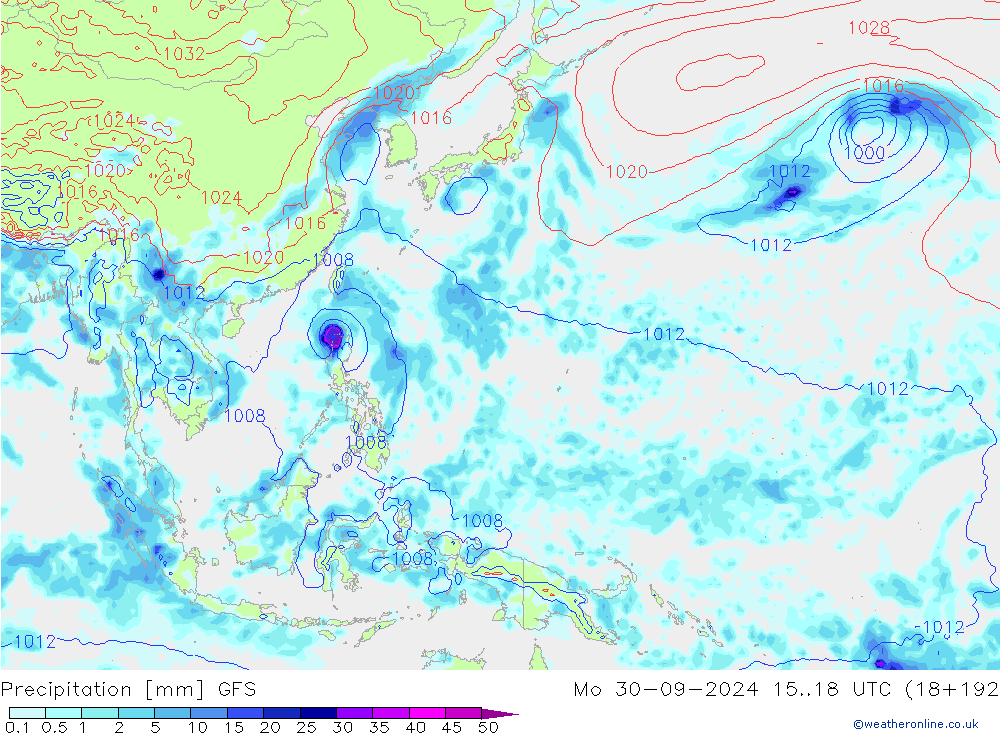 opad GFS pon. 30.09.2024 18 UTC