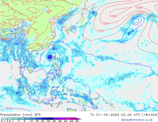 opad GFS wto. 01.10.2024 06 UTC