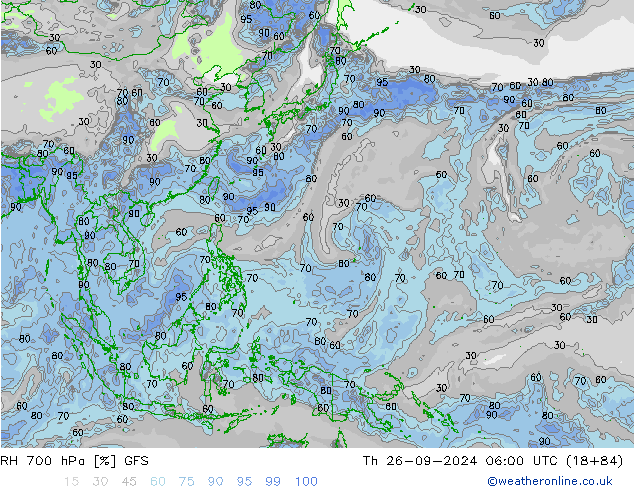 700 hPa Nispi Nem GFS Per 26.09.2024 06 UTC