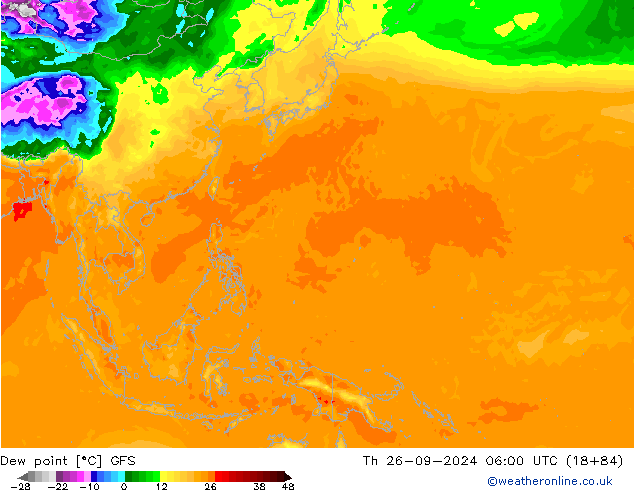 Rosný bod GFS Čt 26.09.2024 06 UTC