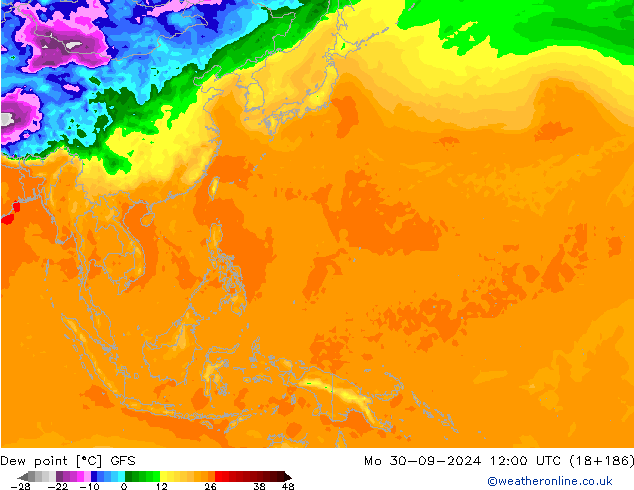 Dew point GFS Mo 30.09.2024 12 UTC