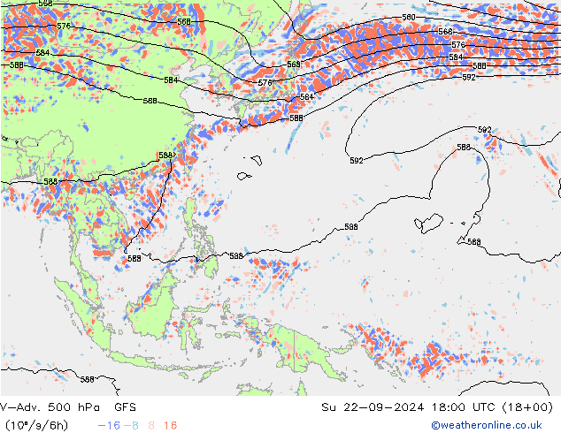 V-Adv. 500 hPa GFS Su 22.09.2024 18 UTC