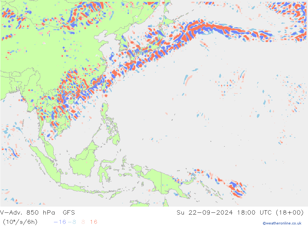 V-Adv. 850 hPa GFS Su 22.09.2024 18 UTC