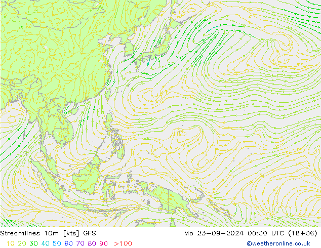 Streamlines 10m GFS Mo 23.09.2024 00 UTC