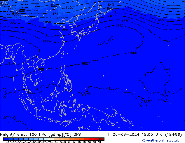 Yükseklik/Sıc. 100 hPa GFS Per 26.09.2024 18 UTC