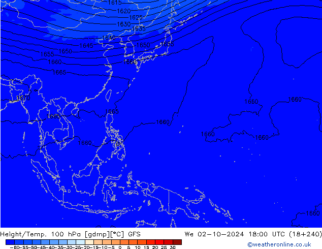 Height/Temp. 100 гПа GFS ср 02.10.2024 18 UTC