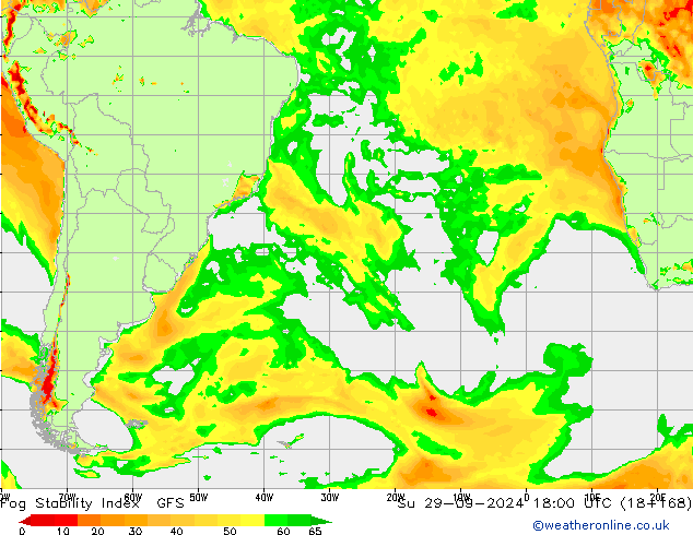 Fog Stability Index GFS Вс 29.09.2024 18 UTC