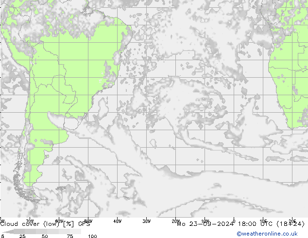 Nubes bajas GFS lun 23.09.2024 18 UTC