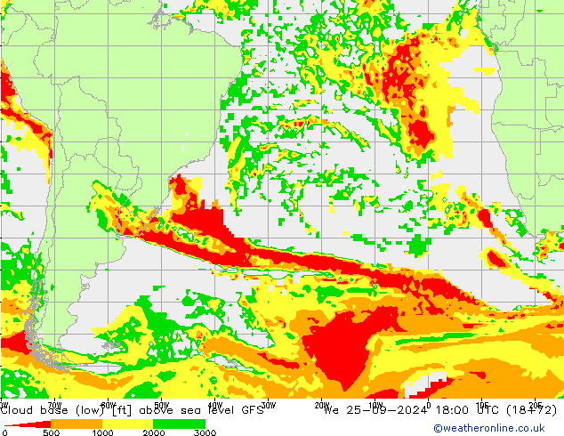 Cloud base (low) GFS  25.09.2024 18 UTC