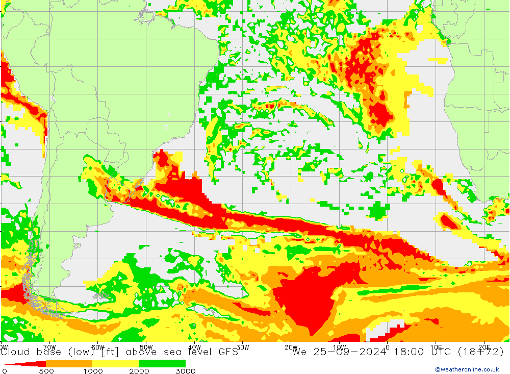 Cloud base (low) GFS  25.09.2024 18 UTC