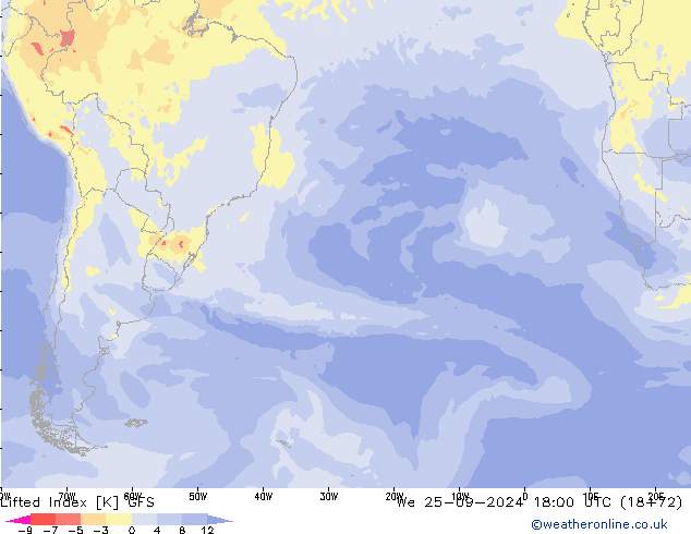 Lifted Index GFS wo 25.09.2024 18 UTC