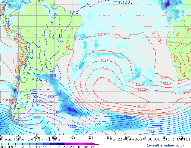 Z500/Rain (+SLP)/Z850 GFS Mo 23.09.2024 06 UTC