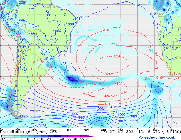 Z500/Rain (+SLP)/Z850 GFS Fr 27.09.2024 18 UTC