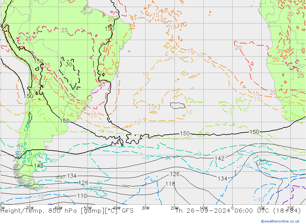 Z500/Rain (+SLP)/Z850 GFS Th 26.09.2024 06 UTC