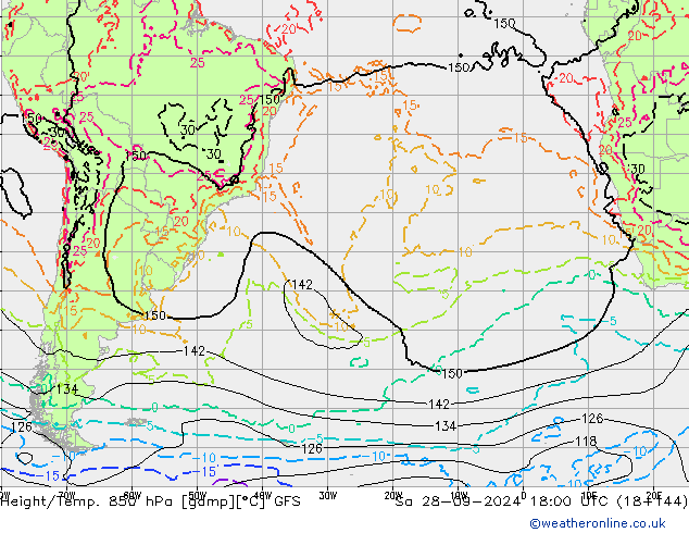 Z500/Rain (+SLP)/Z850 GFS Sa 28.09.2024 18 UTC