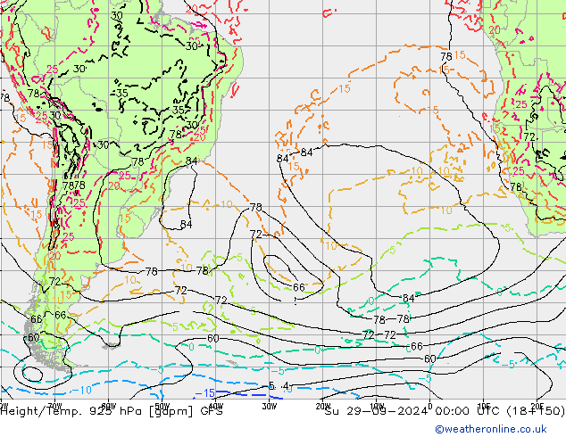 Height/Temp. 925 hPa GFS Su 29.09.2024 00 UTC