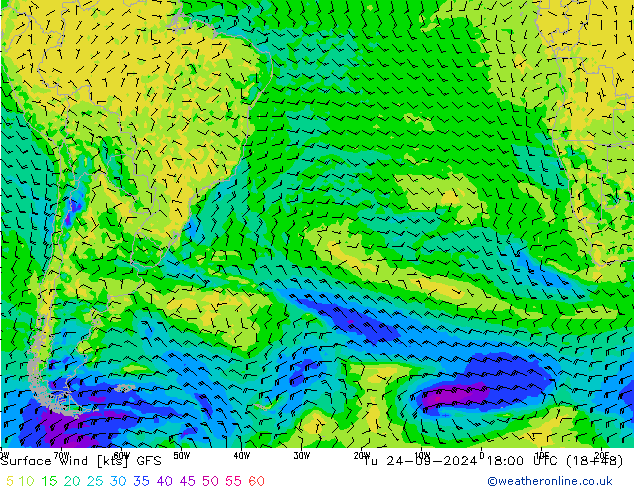 Bodenwind GFS Di 24.09.2024 18 UTC