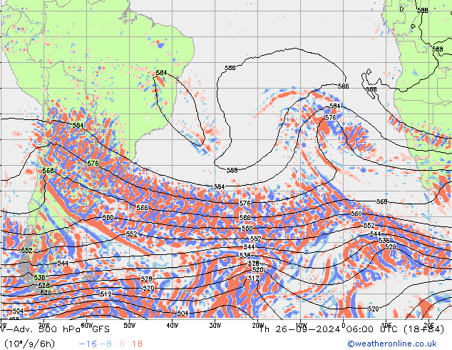 V-Adv. 500 hPa GFS gio 26.09.2024 06 UTC