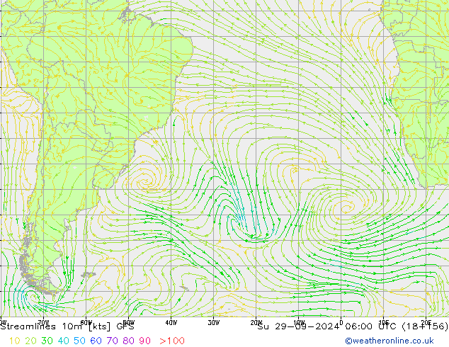 Rüzgar 10m GFS Paz 29.09.2024 06 UTC