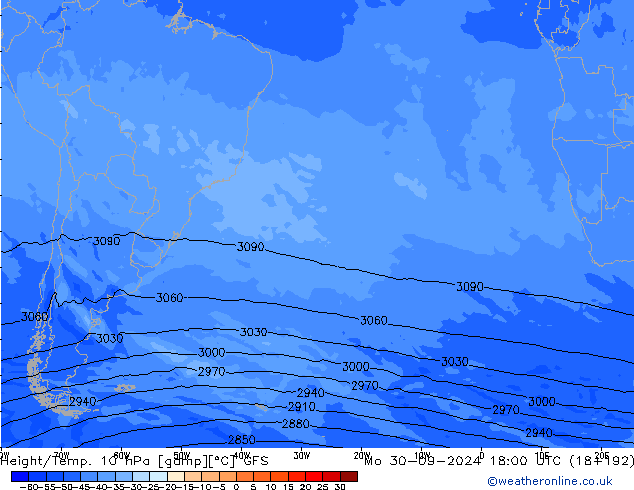 Height/Temp. 10 hPa GFS pon. 30.09.2024 18 UTC