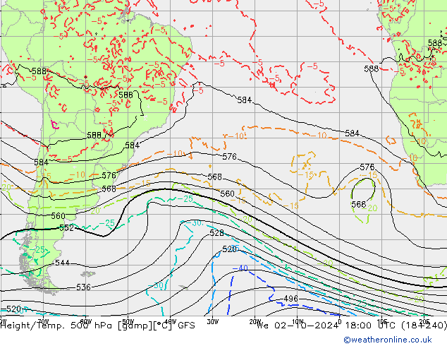 Height/Temp. 500 hPa GFS We 02.10.2024 18 UTC