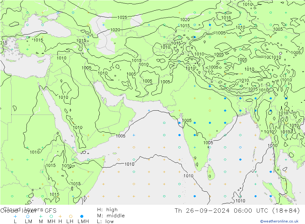 Cloud layer GFS Th 26.09.2024 06 UTC