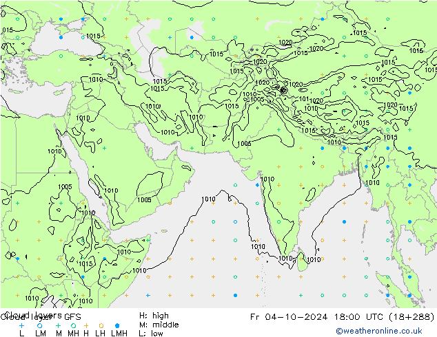 Wolkenschichten GFS Fr 04.10.2024 18 UTC