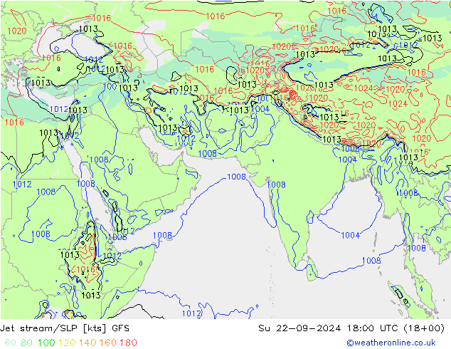 Jet stream/SLP GFS Su 22.09.2024 18 UTC