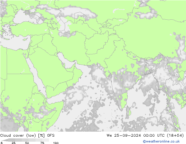 облака (низкий) GFS ср 25.09.2024 00 UTC