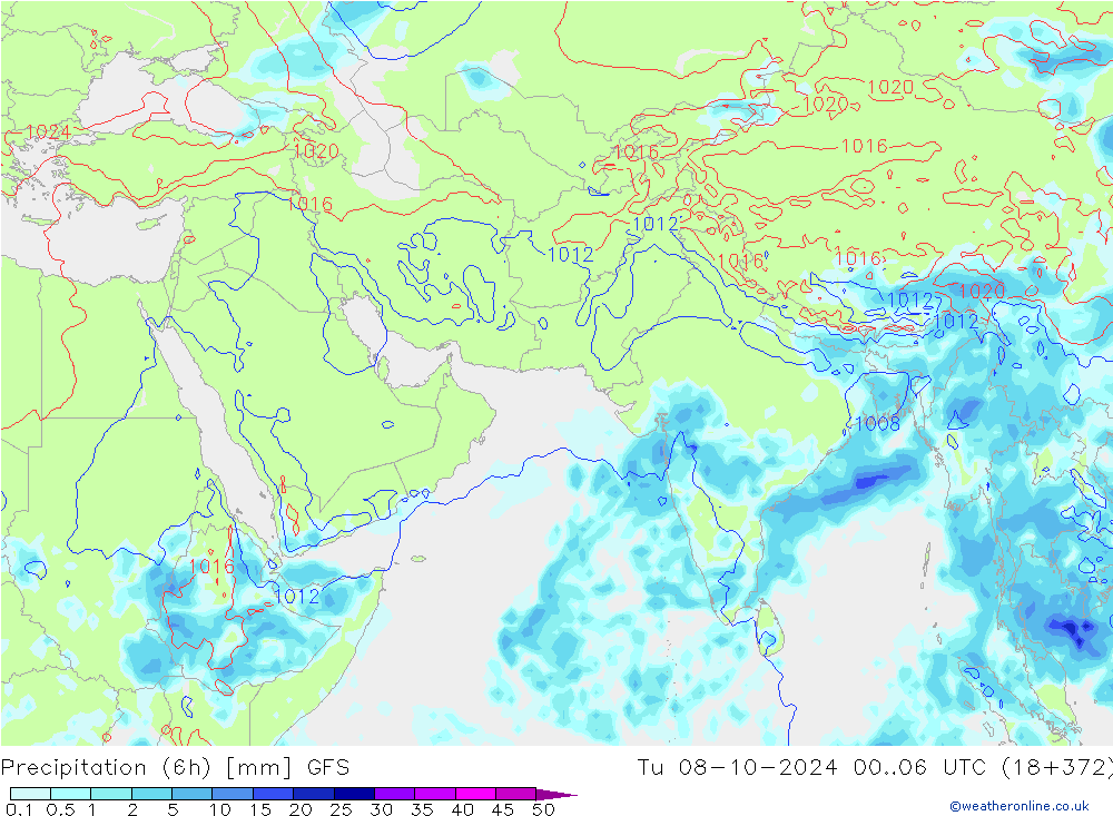 Z500/Rain (+SLP)/Z850 GFS mar 08.10.2024 06 UTC