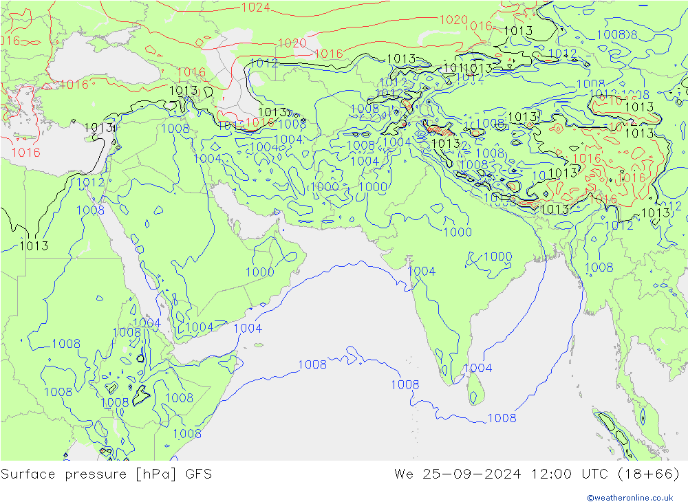 Luchtdruk (Grond) GFS wo 25.09.2024 12 UTC