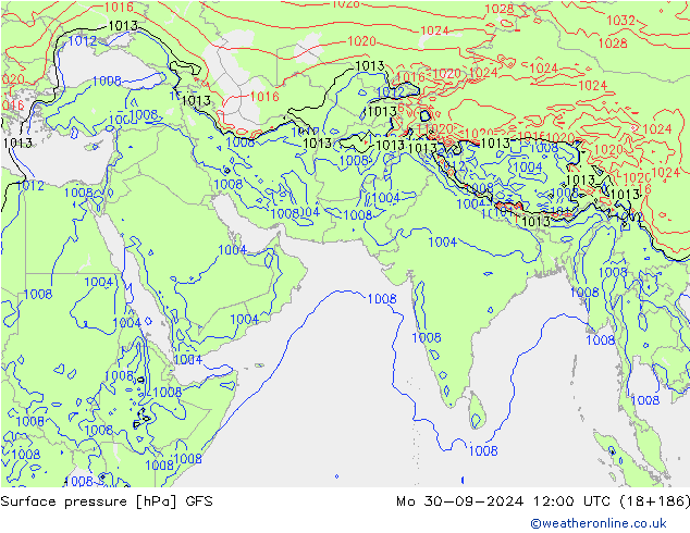 Surface pressure GFS Mo 30.09.2024 12 UTC