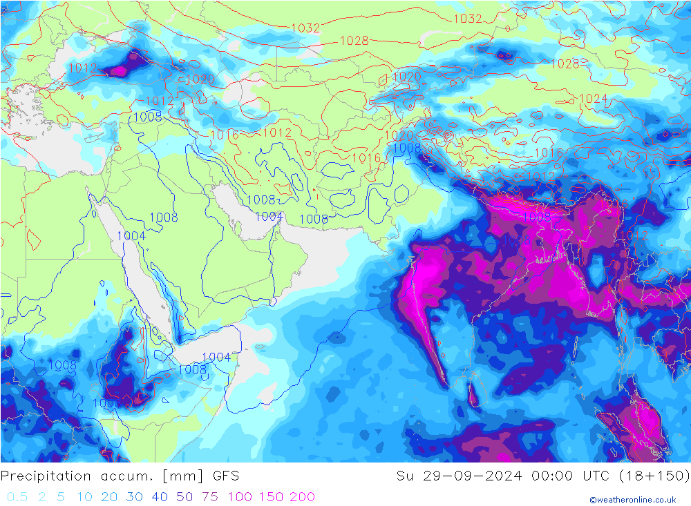 Precipitation accum. GFS Dom 29.09.2024 00 UTC