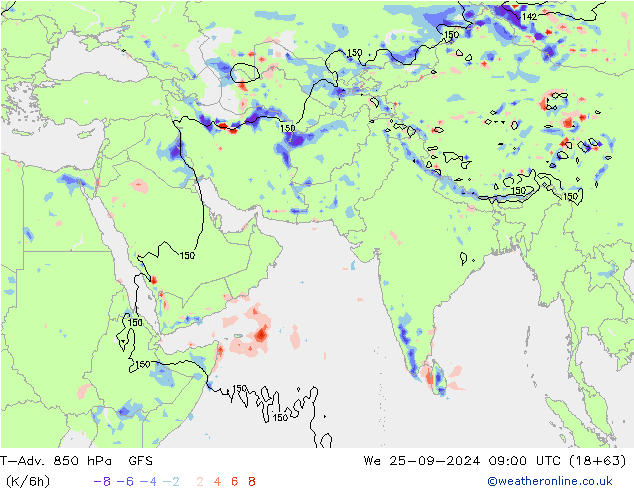 T-Adv. 850 hPa GFS  25.09.2024 09 UTC