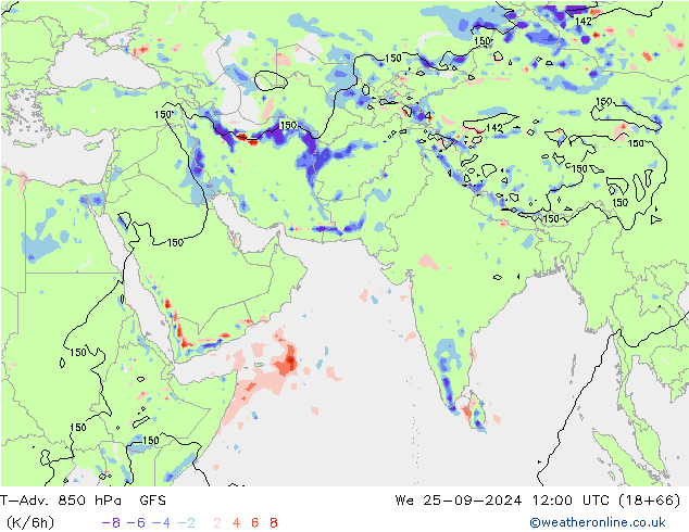 T-Adv. 850 hPa GFS  25.09.2024 12 UTC