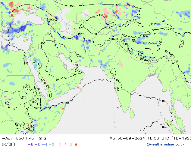 T-Adv. 850 hPa GFS Po 30.09.2024 18 UTC