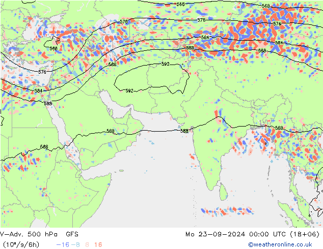 V-Adv. 500 hPa GFS lun 23.09.2024 00 UTC