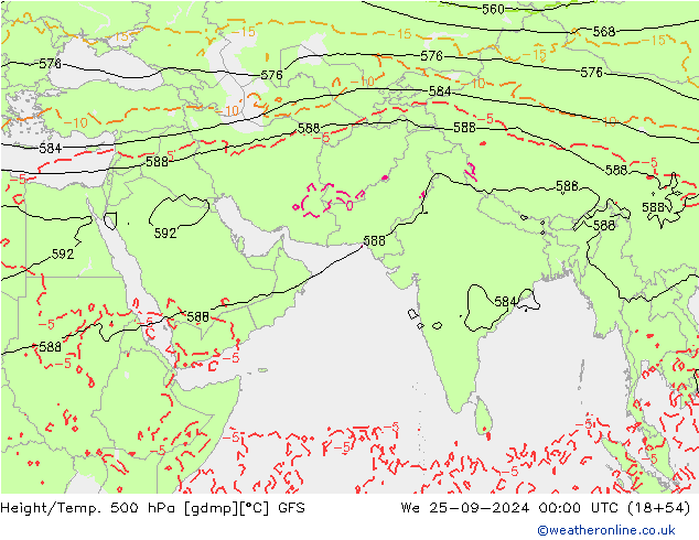 Z500/Rain (+SLP)/Z850 GFS We 25.09.2024 00 UTC